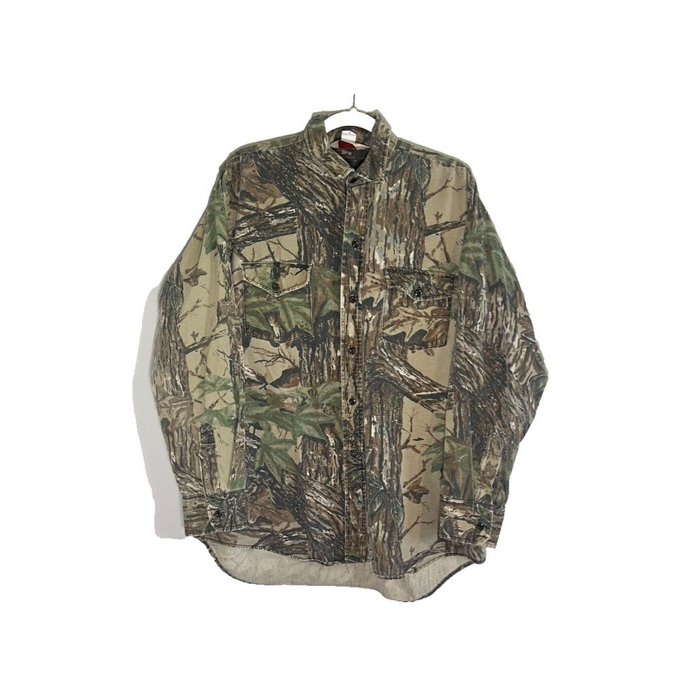 Vintage Red Head Camo Hunters Woodland‎ Shirt L Outdoors Fields Military Utility